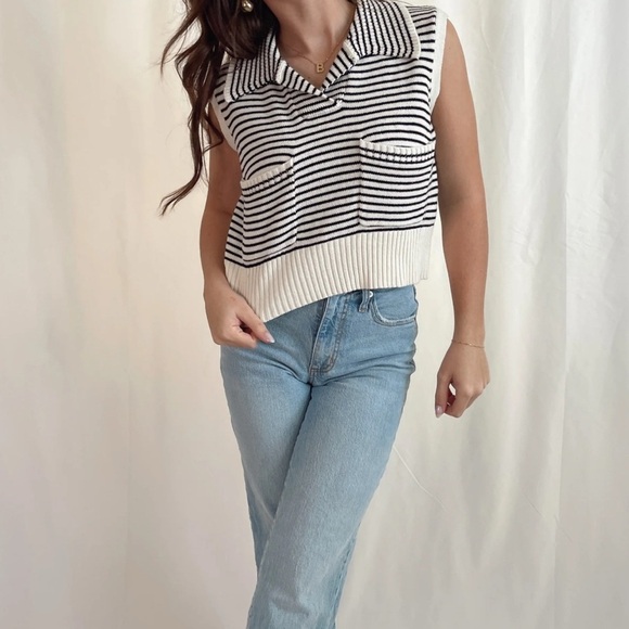 Zara Striped Sleeveless Cotton Vest Knit Top size S - Picture 1 of 11